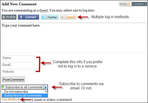 Disqus comment area