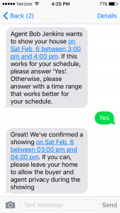 Homeowners confirm showings via text message instantly